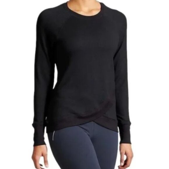 🆕 Athleta Women's Black Criss Cross Sweatshirt - Picture 3 of 11